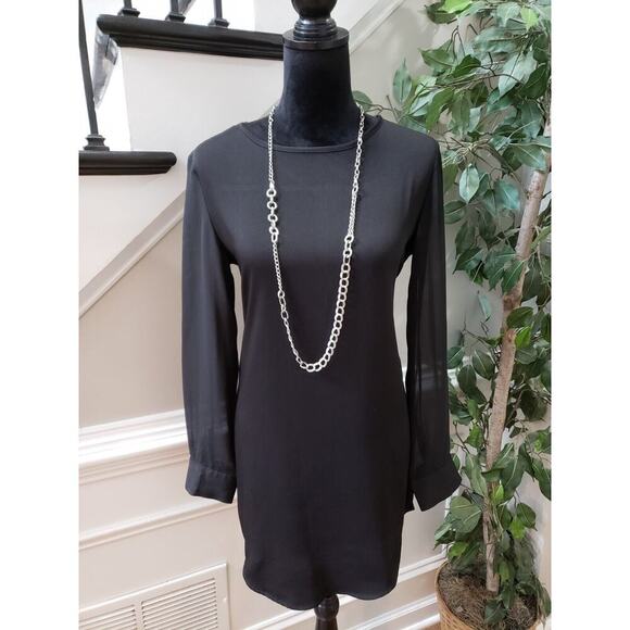 Akira Chicago Womens Black Solid Round Neck Long Sleeve Knee Length Dress Medium - Picture 11 of 11